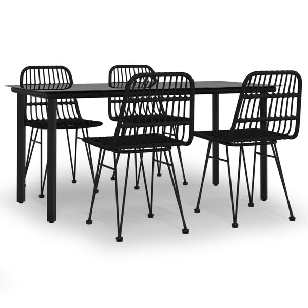 vidaXL Set mobilier de grădină, 5 piese, negru, poliratan