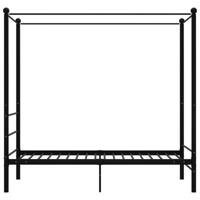 vidaXL Cadru de pat cu baldachin, negru, 90x200 cm, metal
