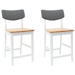 vidaXL Scaune de dining 2 buc. Lemn Solid de Cauciuc Alb