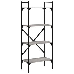 vidaXL Bibliotecă cu 4 niveluri, gri sonoma, 56x31,5x138,5 cm, lemn