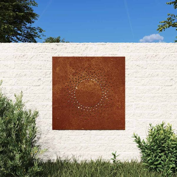vidaXL Decor perete de grădină 55x55 cm design soare oțel Corten