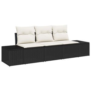 vidaXL Set de canapele pentru grădină 3 pcs Negru și Crem poliratan
