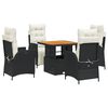 vidaXL Set mobilier de grădină cu perne, 5 piese, negru, poliratan