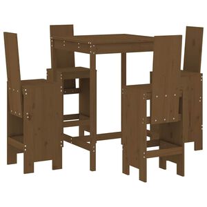vidaXL Set mobilier bar de grădină, 5 piese, maro miere lemn masiv pin