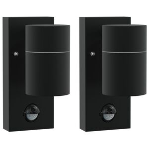vidaXL Lumină de perete pentru exterior 2 pcs Negru 6,5 x 10,5 x 16 cm