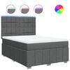 vidaXL Pat box spring cu saltea, gri &icirc;nchis, 140x200 cm, textil