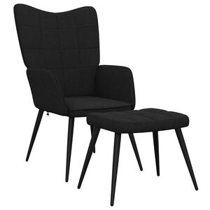vidaXL Scaun de relaxare cu taburet, negru, textil