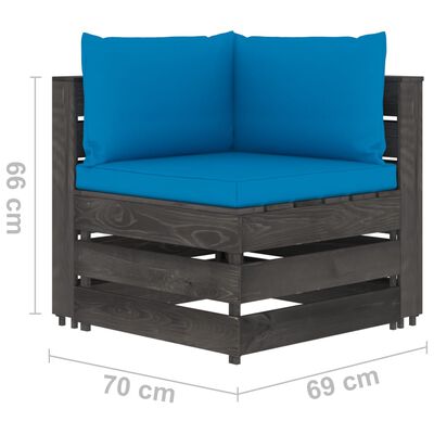 vidaXL Canapea de grădină cu 2 locuri, cu perne gri, lemn tratat