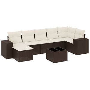 vidaXL Set canapele de grădină cu perne, 8 piese, maro, poliratan