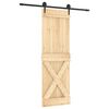 vidaXL Ușă glisantă Natural și Negru 70 x 210 cm Lemn de Pin Solid