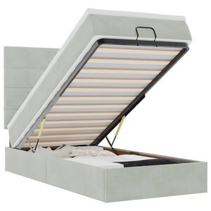 vidaXL Cadru de pat otoman cu saltele Gri deschis 100x200cm catifea