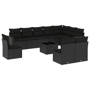 vidaXL Set canapele de grădină cu perne, 11 piese, negru, poliratan
