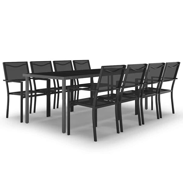 vidaXL Set mobilier de exterior, 9 piese, oțel