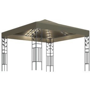 vidaXL Pavilion cu șiruri de lumini LED, gri taupe, 3x3m,