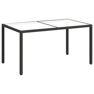 vidaXL Masă grădină, negru, 150x90x75 cm sticlă securizată & poliratan