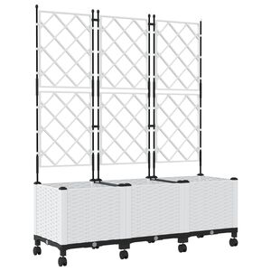 vidaXL Vază de gradină cu spalier și roți 3 buc. Alb 120 x 40 x 149 cm