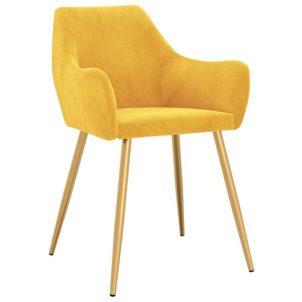 vidaXL Scaune de sufragerie, 4 buc., galben, catifea