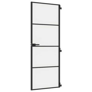 vidaXL Ușă de interior negru 76x201,5 cm sticlă securiz./aluminiu slim