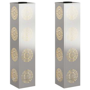 vidaXL Lumină LED Solară pentru Alei 2 buc. Alb cald 18 x 18 x 80 cm
