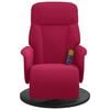 vidaXL Fotoliu de masaj rabatabil cu taburet, roșu vin, catifea