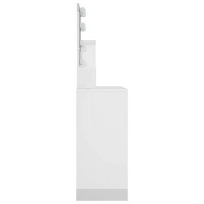 vidaXL Masă de toaletă cu LED, alb extralucios, 86,5x35x136 cm