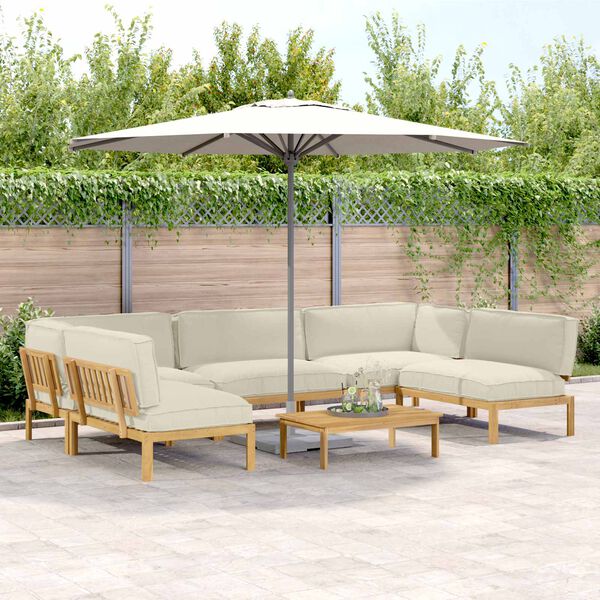 vidaXL Set de canapea cu pernă Simplu 6 pcs Crem Lemn Solid de Acacia