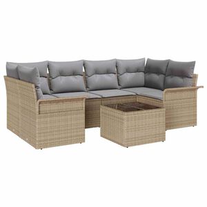 vidaXL Set de canapele pentru grădină 7 pcs Bej Rattan poli