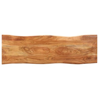 vidaXL Bancă margini naturale, 110 cm, lemn masiv de acacia și oțel