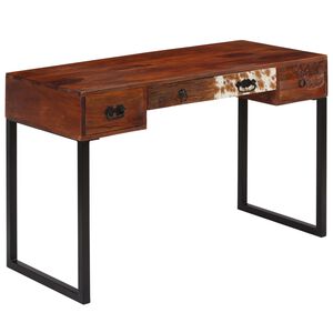 vidaXL Birou, 117x50x76 cm, lemn masiv de acacia și piele naturală