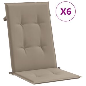 vidaXL Perne scaun spătar &icirc;nalt 6 buc., gri taupe, 120x50x3 cm, textil
