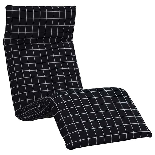 vidaXL Șezlong pliabil, model &icirc;n carouri negru, 175x54x8,5 cm