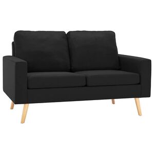 vidaXL Canapea cu 2 locuri, negru, material textil
