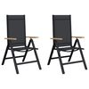 vidaXL Scaune de grădină rabatabile 2 pcs Negru 58 x 73 x 111,5 cm