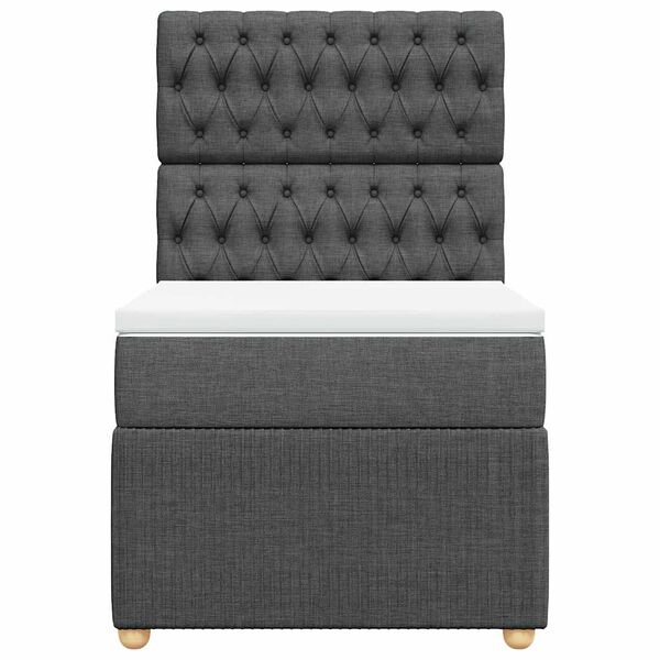 vidaXL Pat box spring cu saltea, gri &icirc;nchis, 80x200 cm, textil