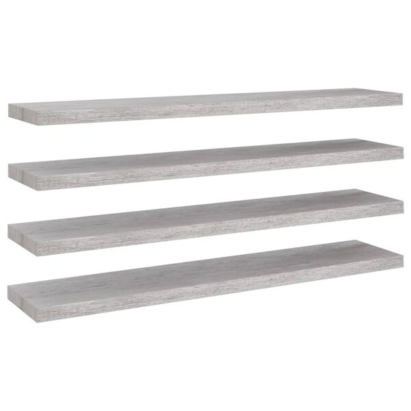vidaXL Rafturi perete suspendate 4 buc. gri beton 120x23,5x3,8 cm MDF
