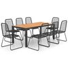 vidaXL Set mobilier de grădină, 9 piese, negru și maro, ratan PVC