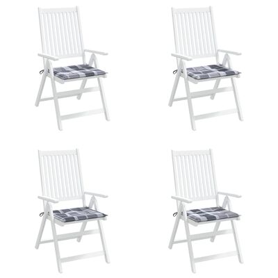 vidaXL Perne scaun grădină 4 buc. gri model carouri 40x40x3 cm, textil