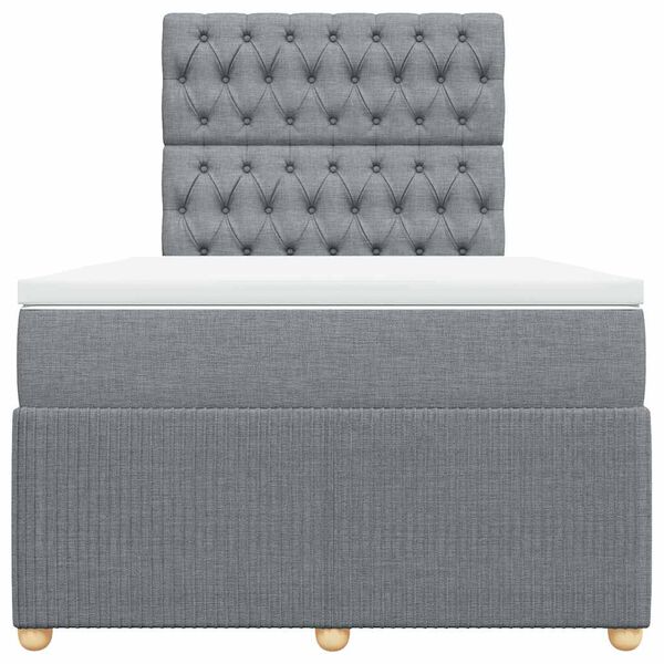 vidaXL Pat continental cu saltea, gri deschis, 120x200 cm, textil