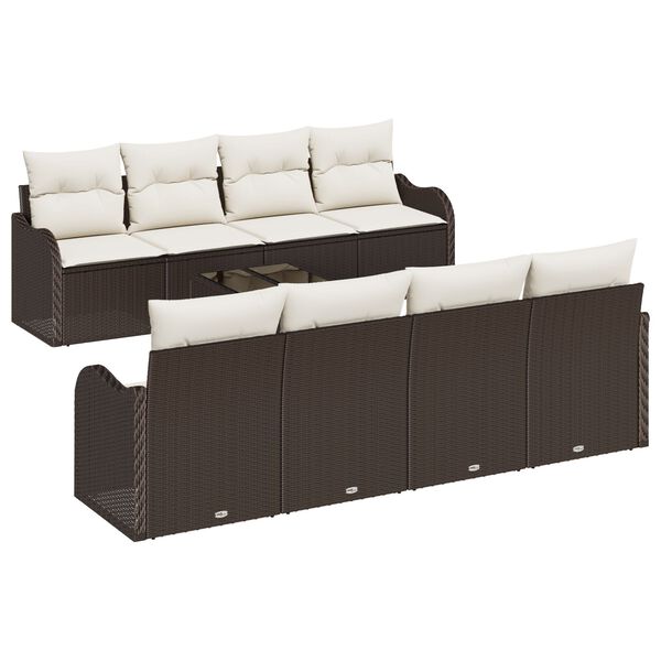 vidaXL Set de canapele pentru grădină 9 pcs Maro 55 x 55 x 37 cm