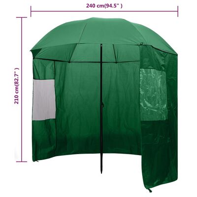 vidaXL Umbrelă pentru pescuit, verde, 240x210 cm
