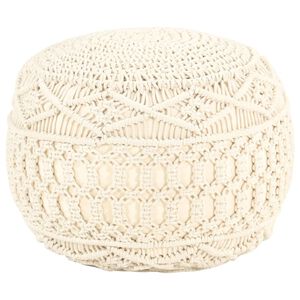 vidaXL Taburet puf macrame lucrat manual, 45 x 30 cm, bumbac