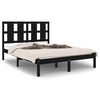 vidaXL Cadru de pat, negru, 140x190 cm, lemn masiv de pin