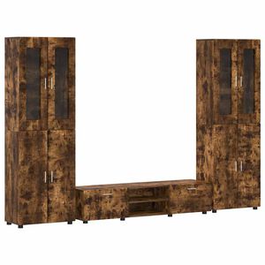 vidaXL Set comodă TV cu raft FLORIN 3 pcs Stejar fumuriu Lemn compozit