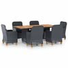 vidaXL Set mobilier exterior cu perne, 7 piese, gri &icirc;nchis, poliratan