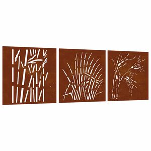 vidaXL Decor de perete 3 buc. 55x55 cm model iarba oțel Corten