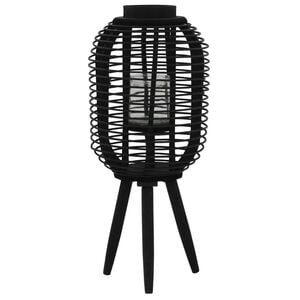 vidaXL Suport de lum&acirc;nări tip felinar vertical, negru, bambus