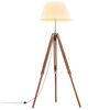 vidaXL Lampă de podea trepied, maro miere și alb, 141 cm, lemn de tec