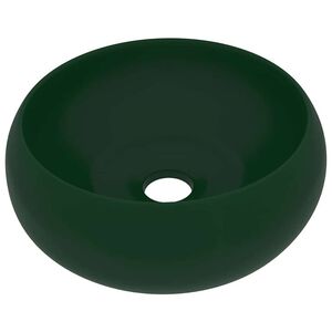 vidaXL Chiuvetă baie lux verde &icirc;nchis mat 40x15 cm ceramică rotund