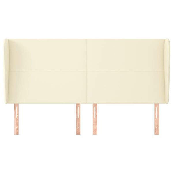 vidaXL Tăblie de pat cu aripioare, crem, 203x23x118/128 cm, piele eco
