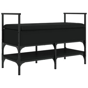 vidaXL Bancă de pantofi, negru, 85,5x42x57,5 cm, lemn prelucrat